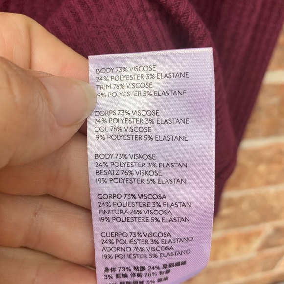 We The Free burgundy oversized Waffle Pattern Top. - Picture 6 of 7